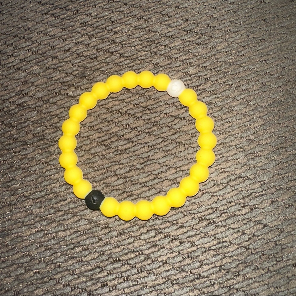 Lokai Yellow and Black Silicone Beaded Bracelet